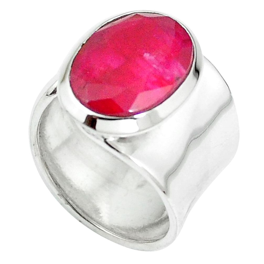 Natural red ruby 925 sterling silver adjustable ring size 5.5 m67712