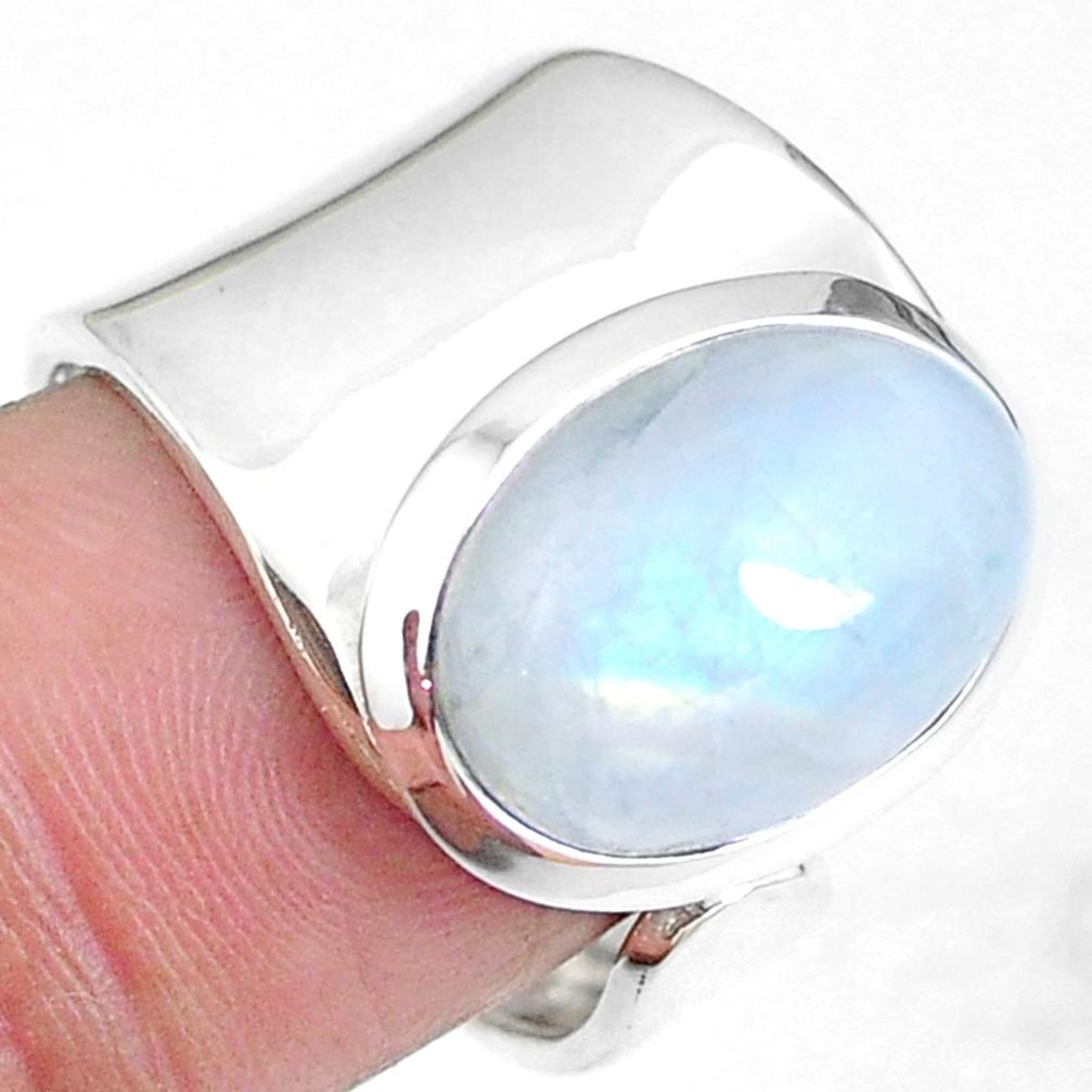 925 silver natural rainbow moonstone adjustable ring jewelry size 8 m67720