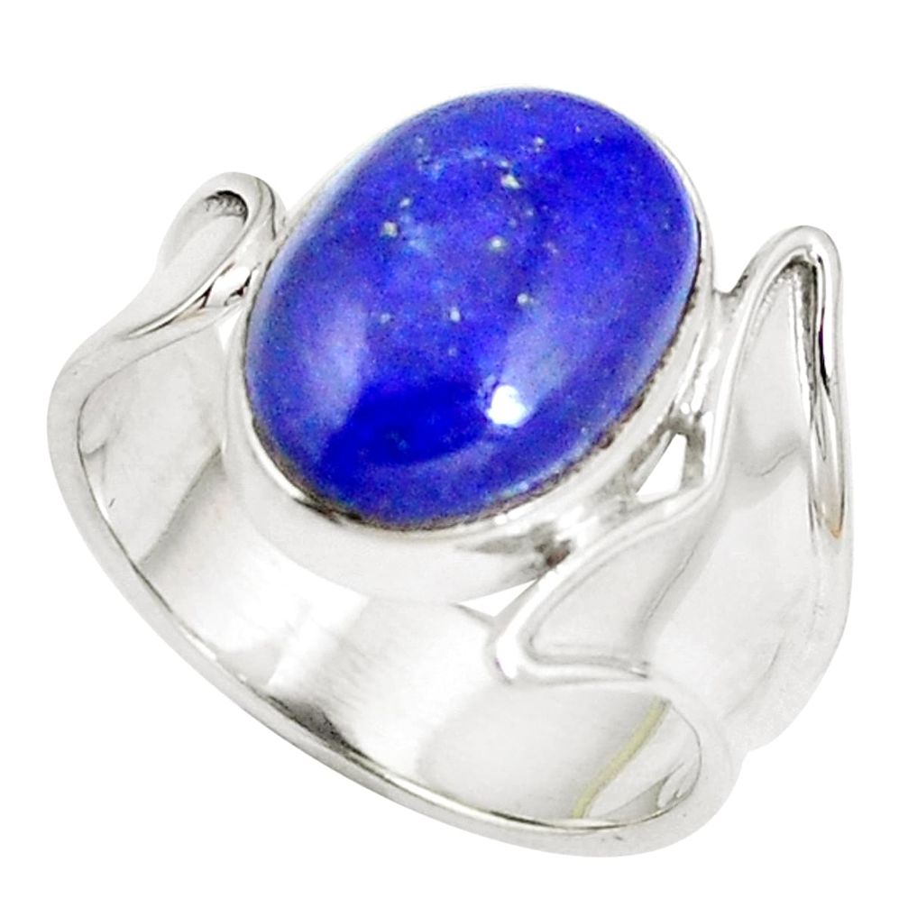 Natural blue lapis lazuli 925 sterling silver ring jewelry size 7.5 m67747