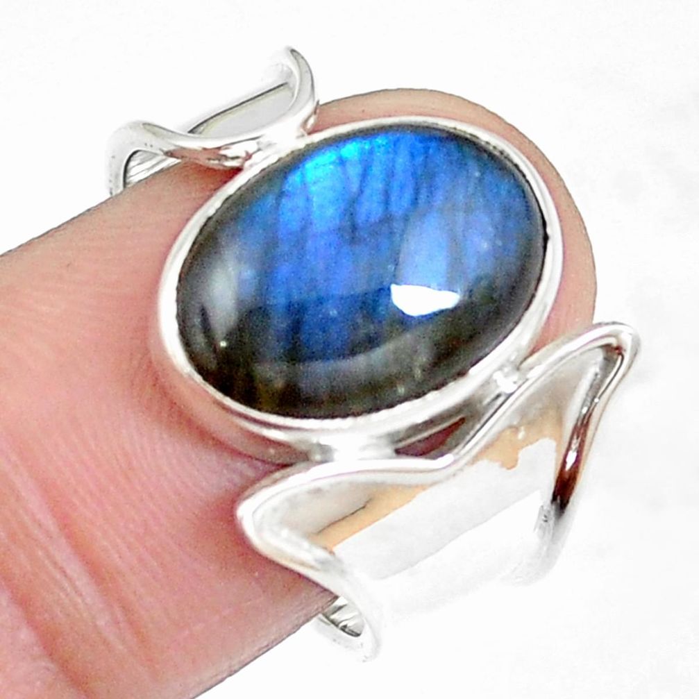 Natural blue labradorite 925 sterling silver ring jewelry size 7.5 m67758