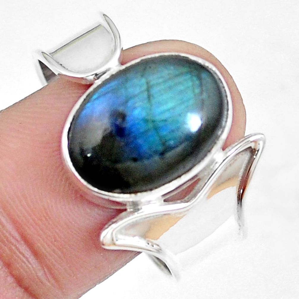 925 sterling silver natural blue labradorite oval shape ring size 11.5 m67759