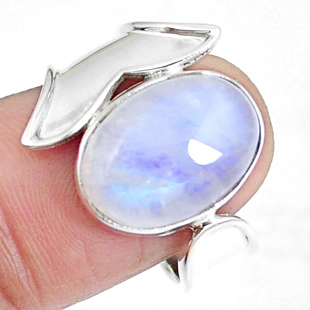 Natural rainbow moonstone 925 sterling silver ring jewelry size 7.5 m67760