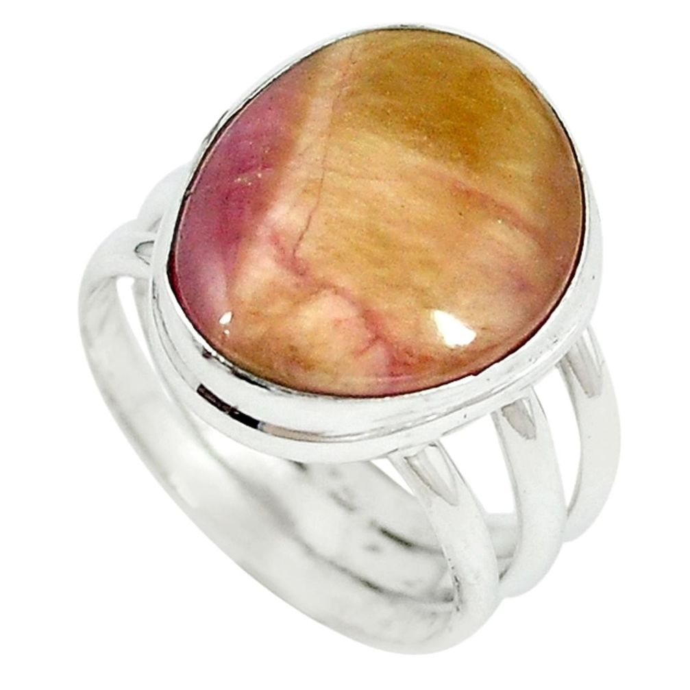 Natural pink bio tourmaline 925 sterling silver ring jewelry size 7 m6777