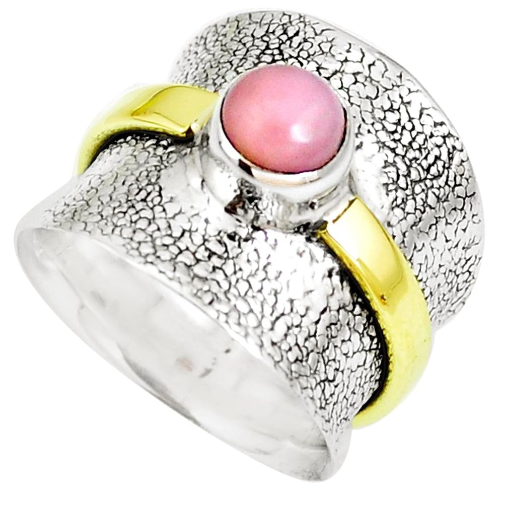 925 silver victorian natural pink opal two tone spinner band ring size 6 m67770