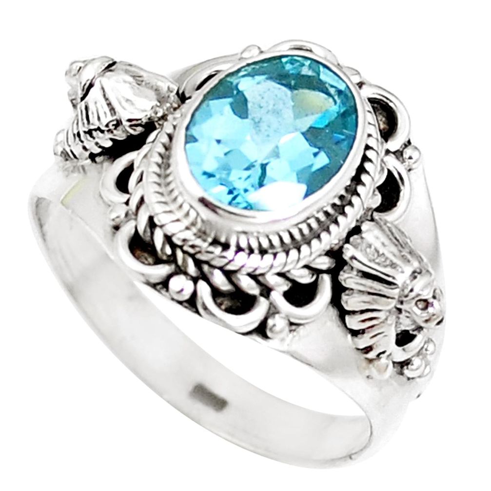 3.01cts natural blue topaz 925 sterling silver ring jewelry size 8 m67834