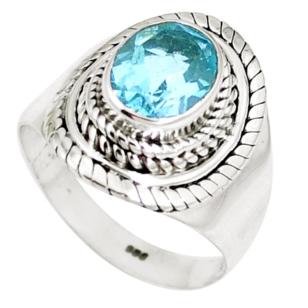 3.41cts natural blue topaz 925 sterling silver ring jewelry size 7 m67835