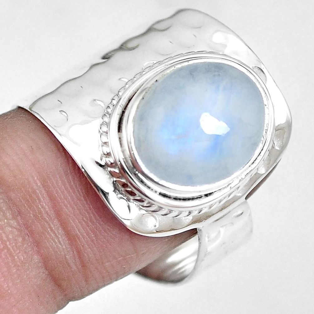 Natural rainbow moonstone 925 sterling silver ring size 9.5 m68161