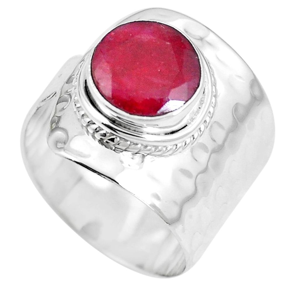 Natural red ruby 925 sterling silver ring jewelry size 7.5 m68168