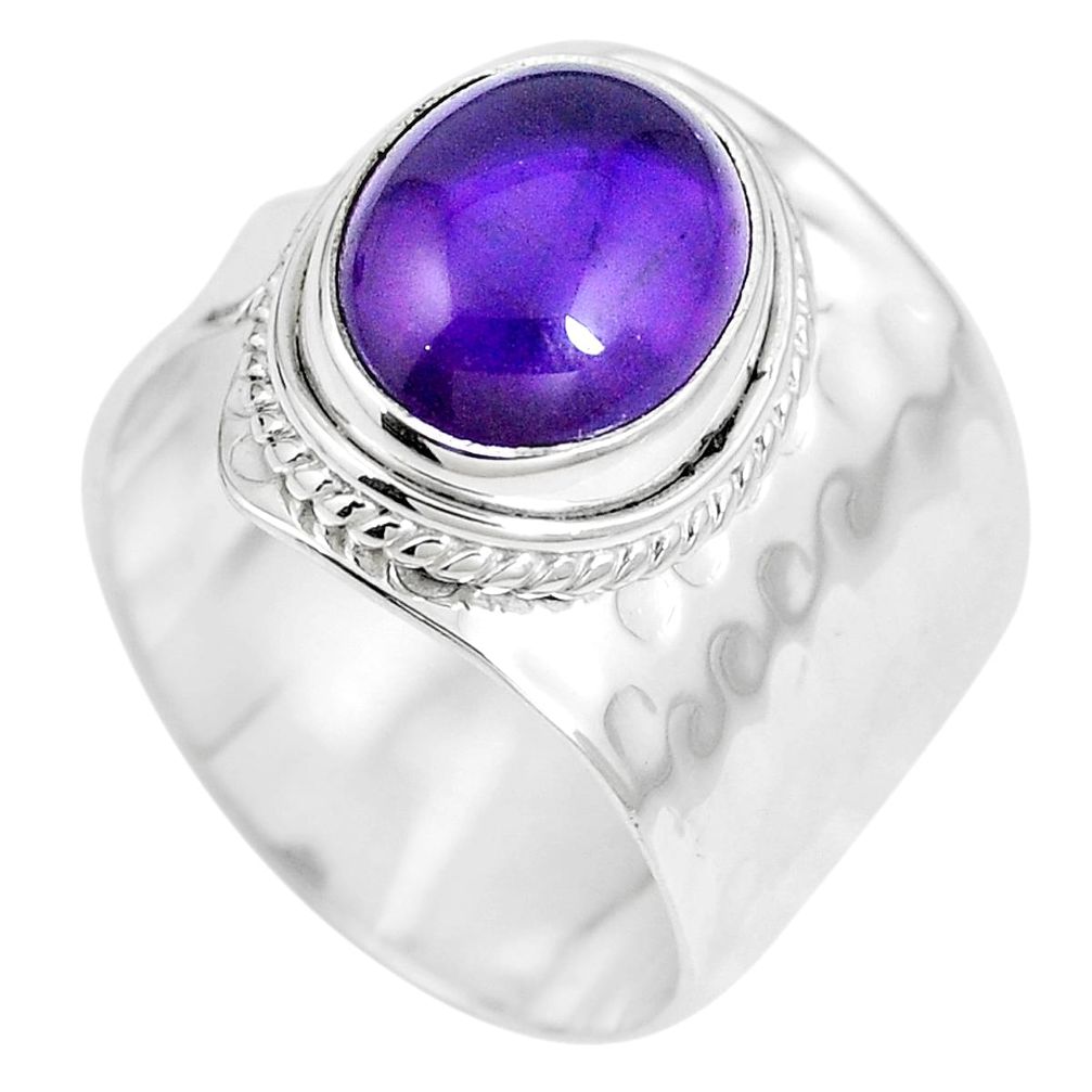 925 sterling silver natural purple amethyst oval ring jewelry size 9.5 m68174