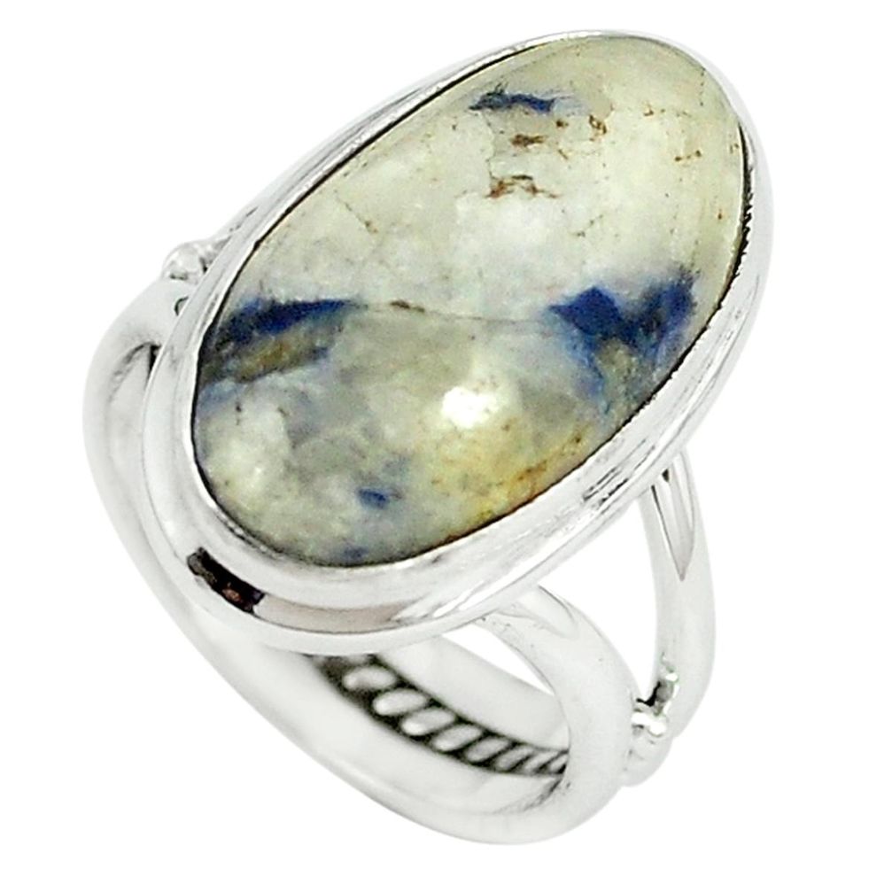 925 sterling silver natural blue dumortierite oval ring jewelry size 6 m6837