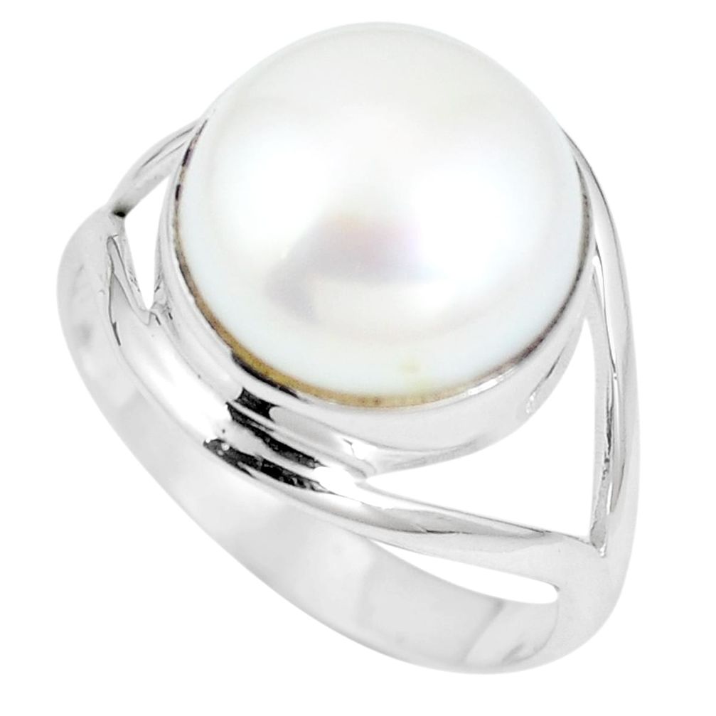 Natural white pearl 925 sterling silver ring jewelry size 8.5 m68371
