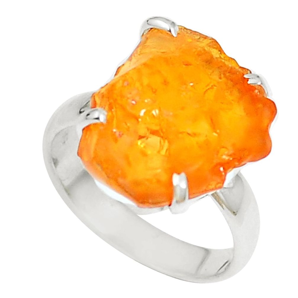 925 sterling silver natural orange mexican fire opal fancy ring size 8 m68447