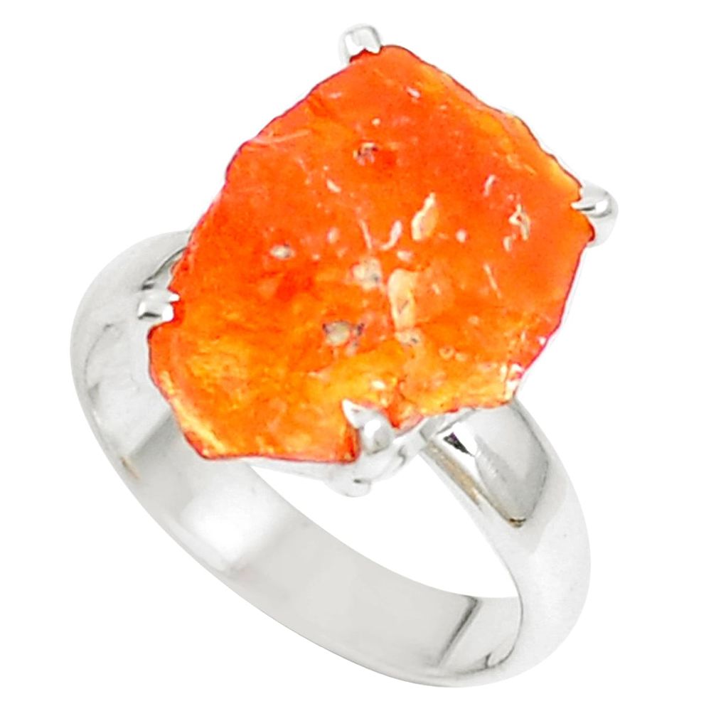 Natural orange mexican fire opal 925 silver ring jewelry size 5.5 m68450