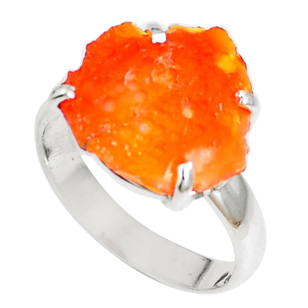 925 sterling silver natural orange mexican fire opal ring size 8.5 m68457