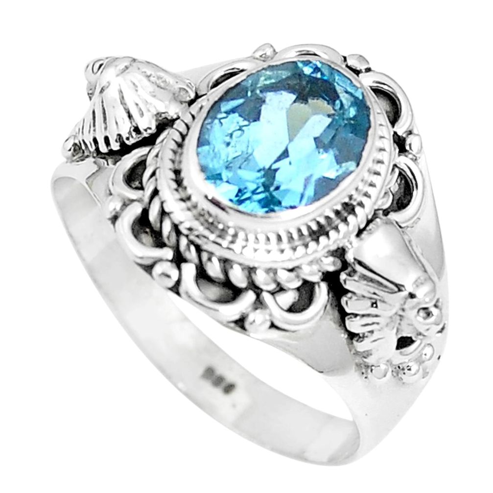 3.13cts natural blue topaz 925 sterling silver ring jewelry size 7 m68808