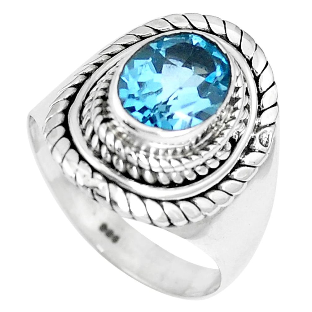 3.02cts natural blue topaz 925 sterling silver ring jewelry size 7.5 m68811