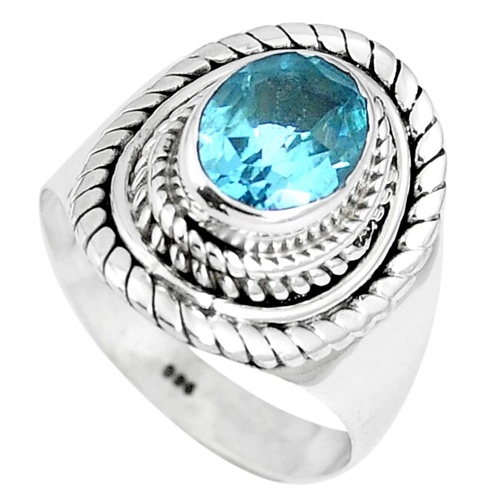 3.01cts natural blue topaz 925 sterling silver ring jewelry size 7 m68813