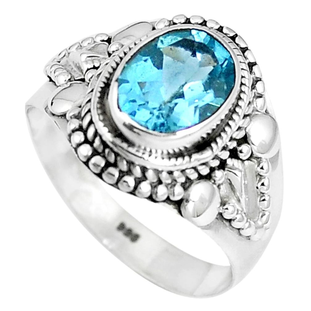 2.98cts natural blue topaz 925 sterling silver ring jewelry size 7 m68819