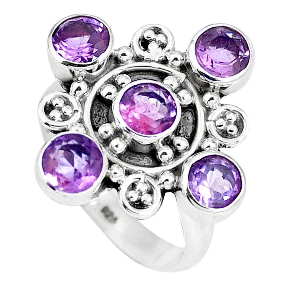 925 sterling silver natural purple amethyst round ring jewelry size 8 m69092