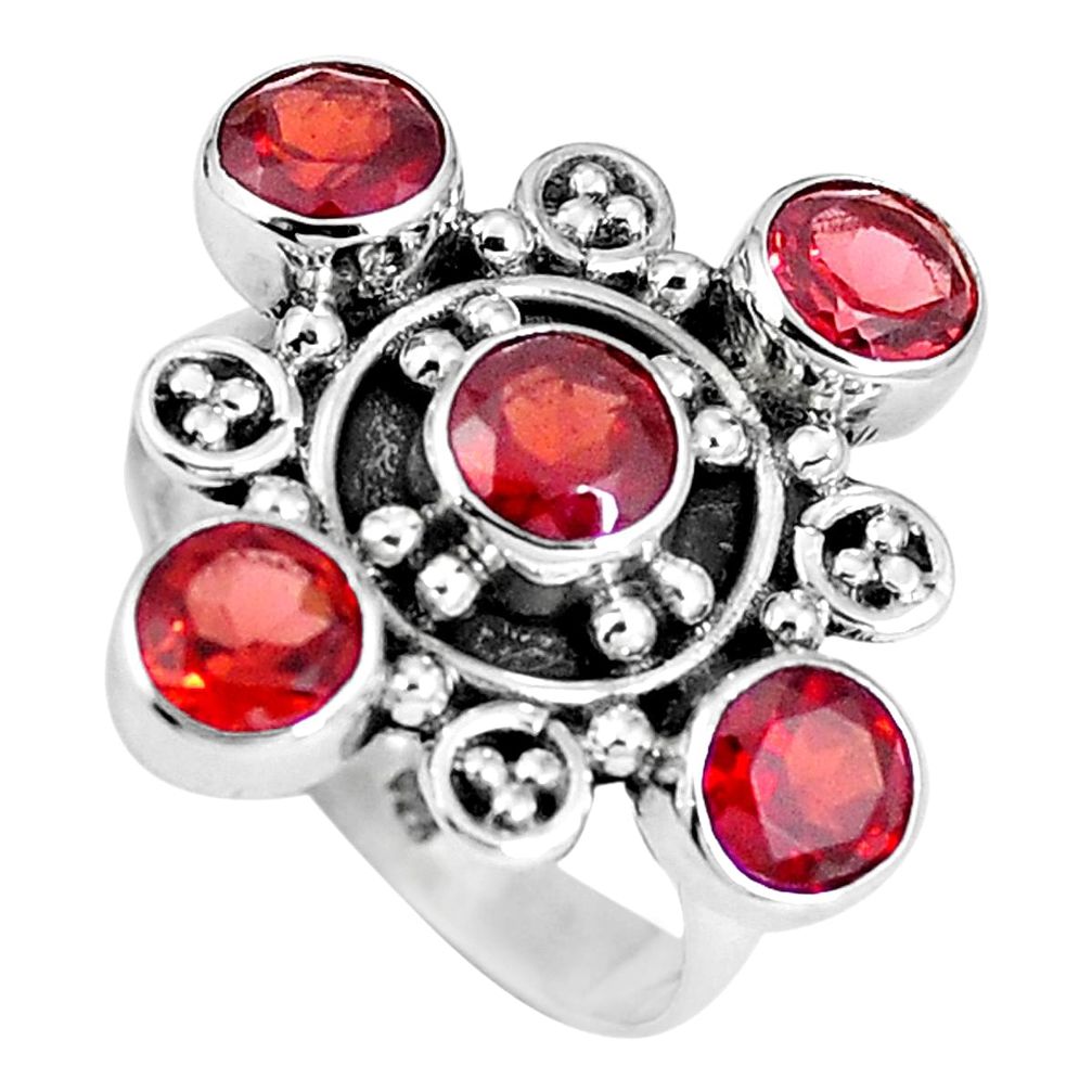 Natural red garnet 925 sterling silver ring jewelry size 7 m69098