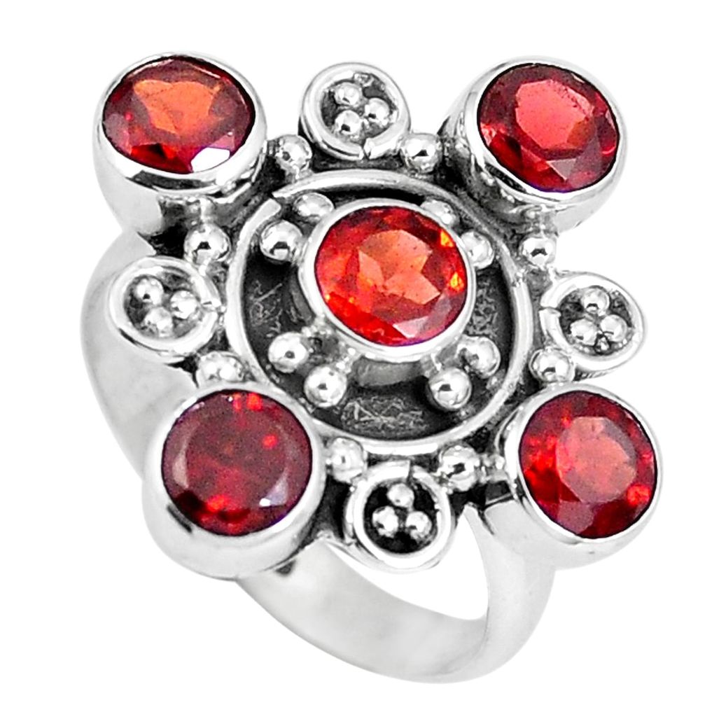 Natural red garnet 925 sterling silver ring jewelry size 7 m69099
