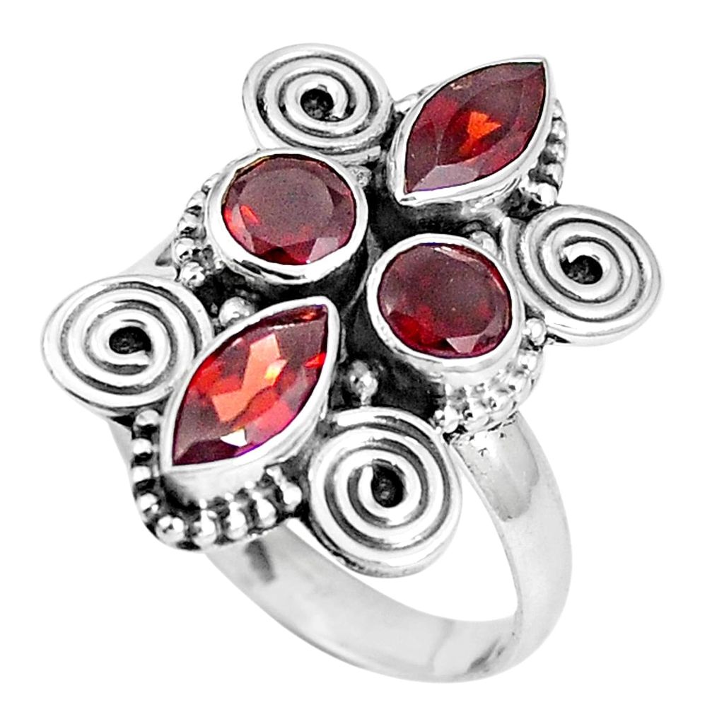 Natural red garnet 925 sterling silver ring jewelry size 7.5 m69101