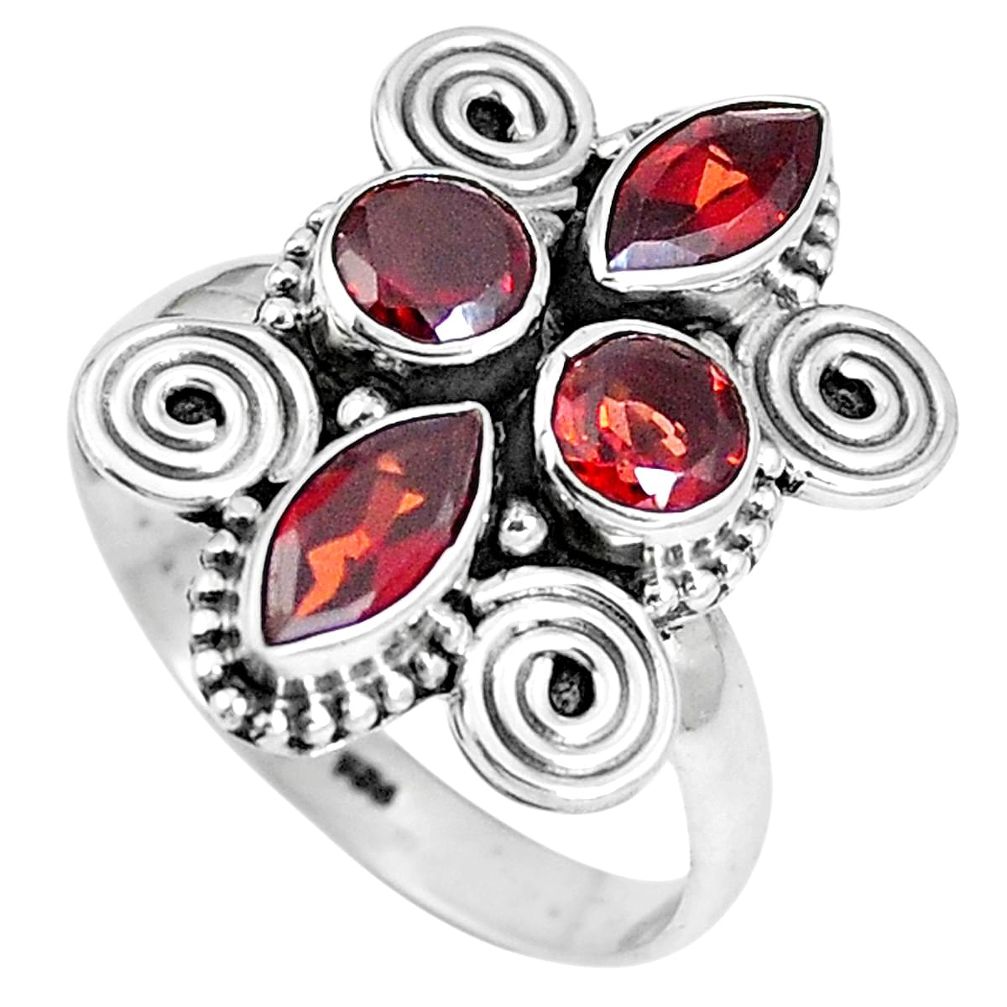 Natural red garnet 925 sterling silver ring jewelry size 8.5 m69103