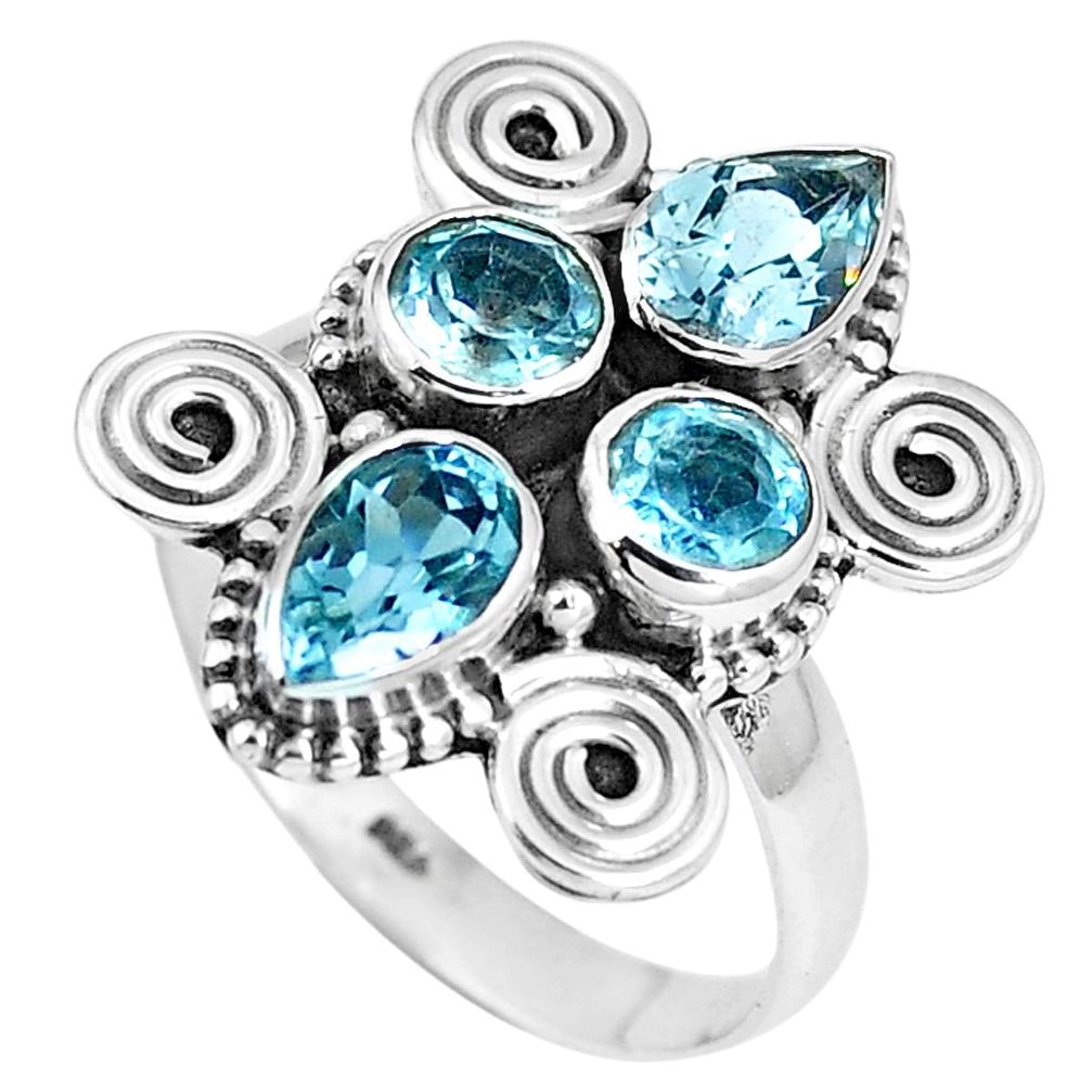Natural blue topaz 925 sterling silver ring jewelry size 8 m69105