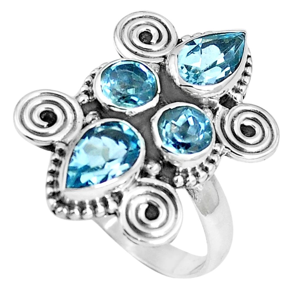 Natural blue topaz 925 sterling silver ring jewelry size 7 m69106