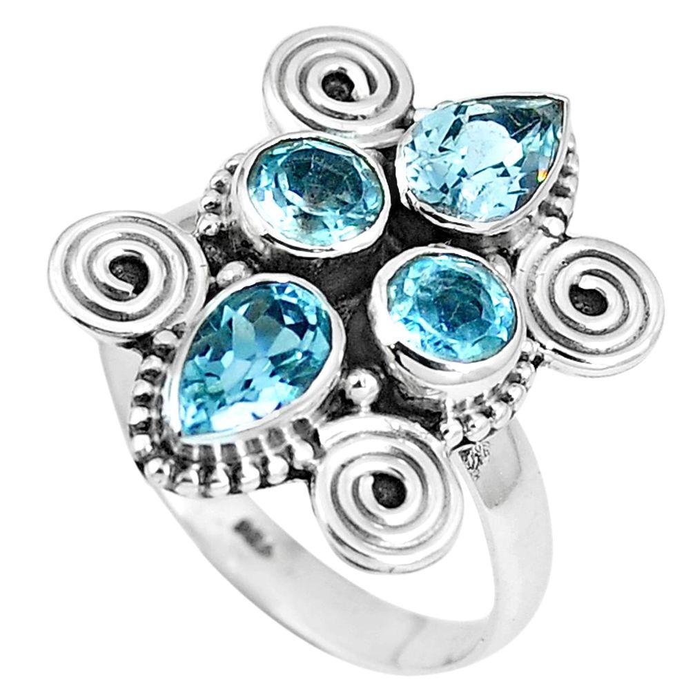 Natural blue topaz 925 sterling silver ring jewelry size 9 m69107