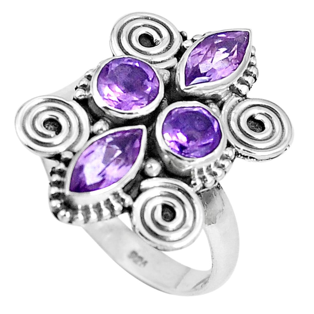 Natural purple amethyst 925 sterling silver ring jewelry size 7 m69109