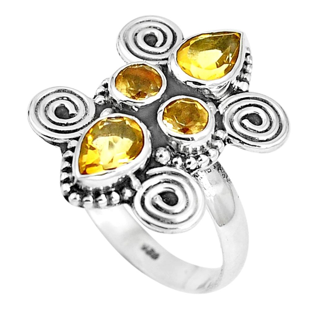 Natural yellow citrine 925 sterling silver ring jewelry size 7 m69113