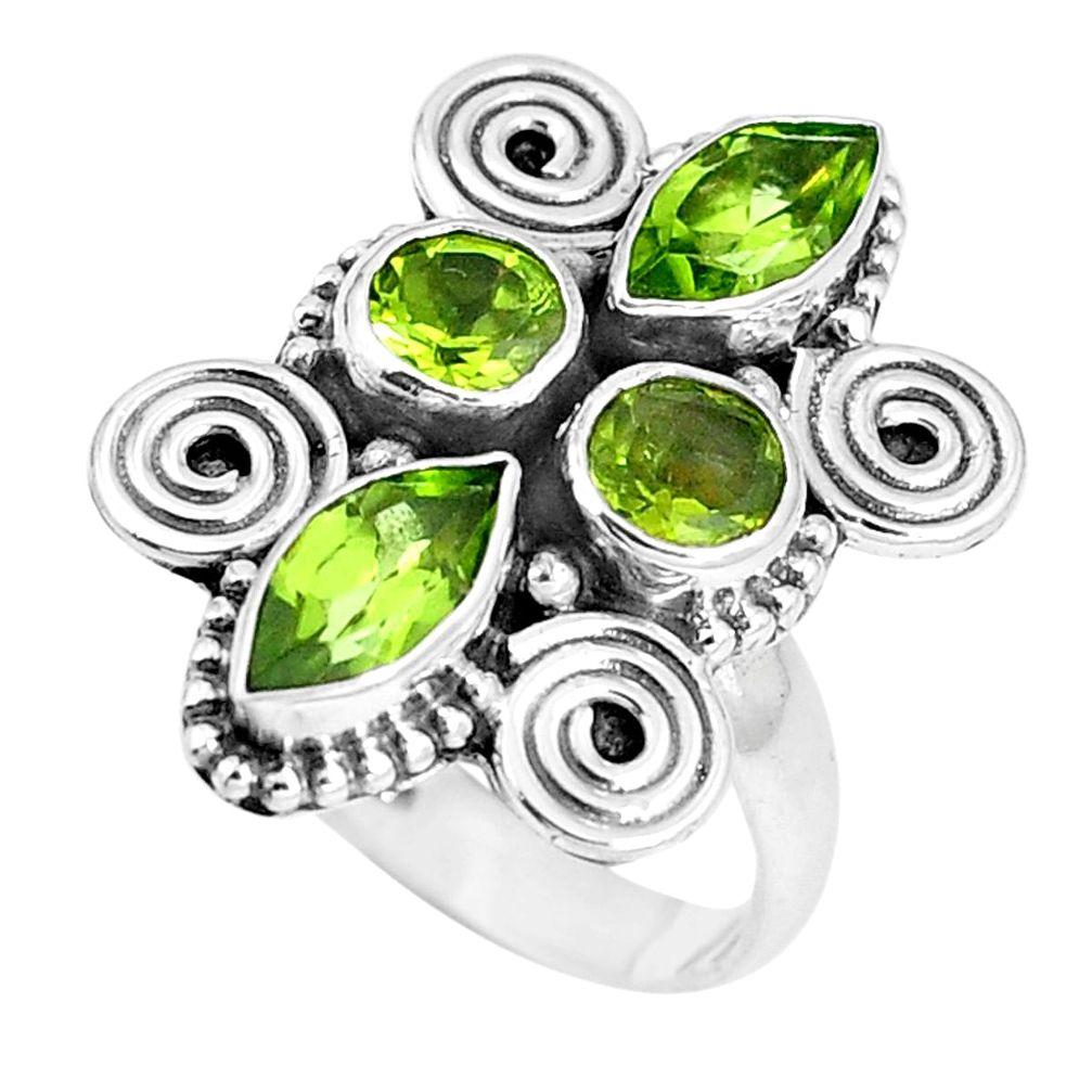 Natural green peridot 925 sterling silver ring jewelry size 6.5 m69119