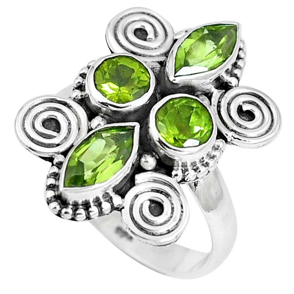 Natural green peridot 925 sterling silver ring jewelry size 7 m69120