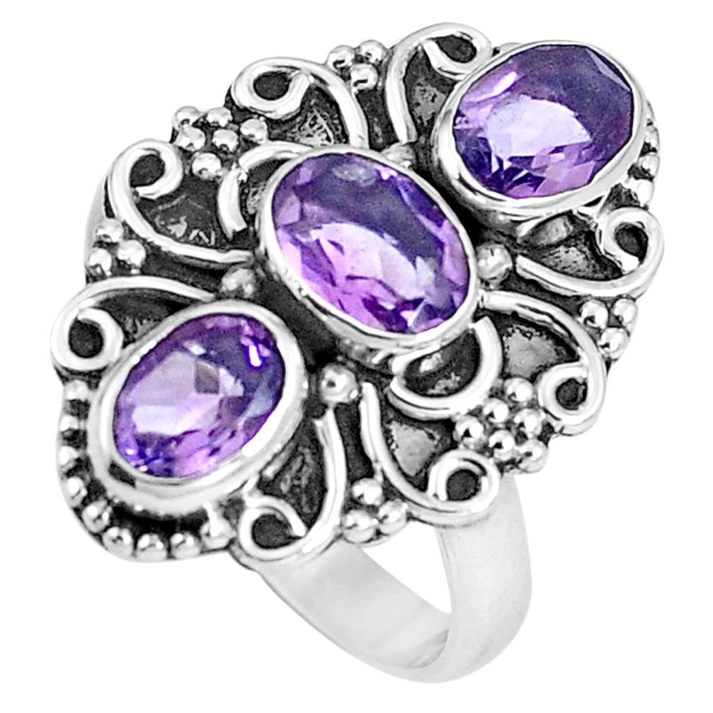 Natural purple amethyst 925 sterling silver ring jewelry size 7 m69122