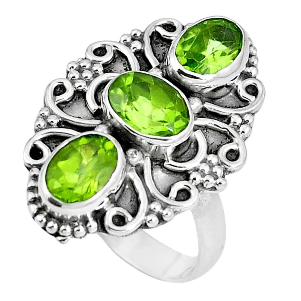 Natural green peridot 925 sterling silver ring jewelry size 6.5 m69127