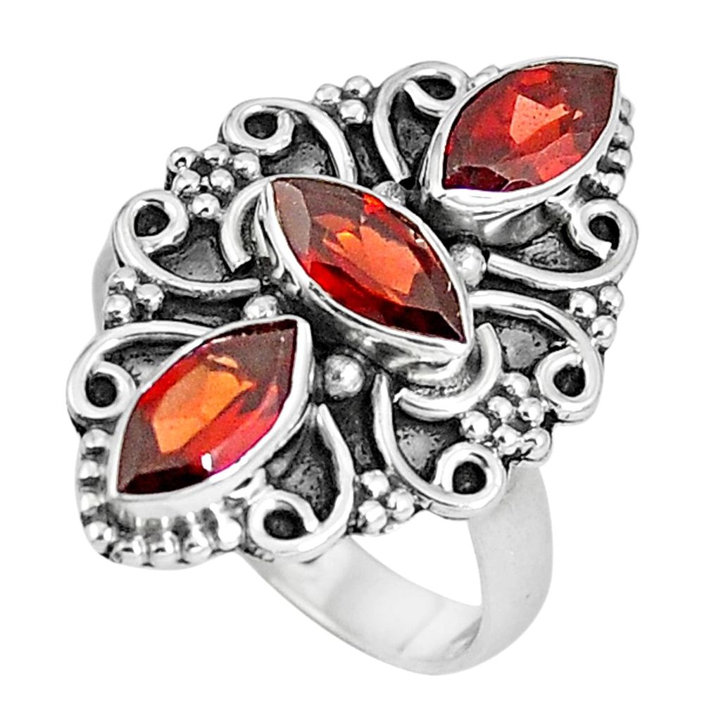 Natural red garnet 925 sterling silver ring jewelry size 7.5 m69129