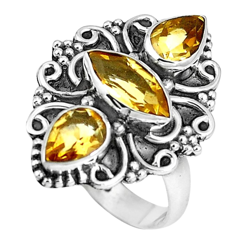 Natural yellow citrine 925 sterling silver ring jewelry size 7 m69135