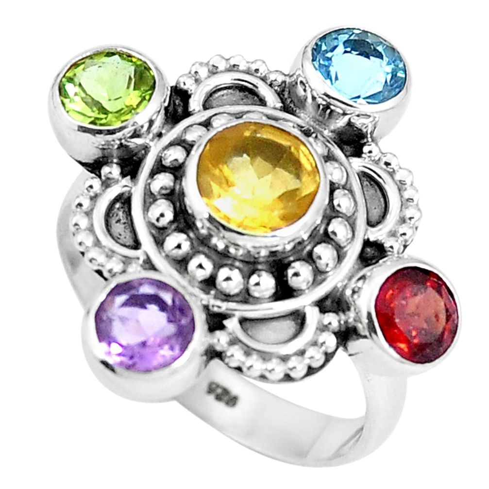 925 sterling silver natural yellow citrine peridot topaz ring size 8 m69144