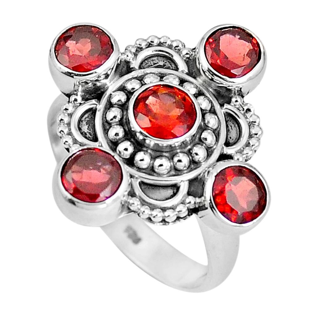Natural red garnet 925 sterling silver ring jewelry size 8 m69154