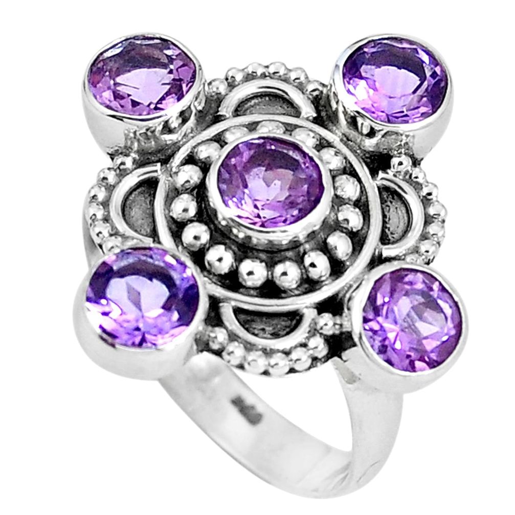 Natural purple amethyst 925 sterling silver ring jewelry size 7 m69157