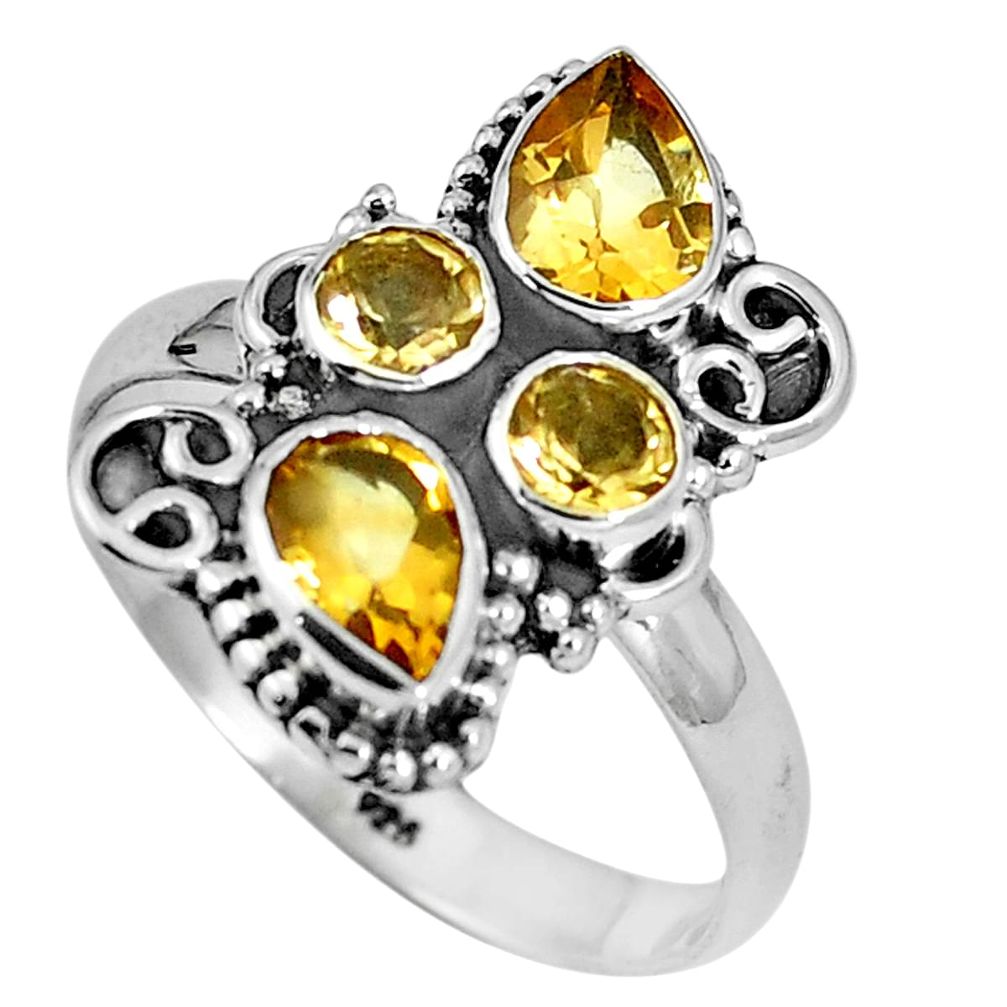 Natural yellow citrine 925 sterling silver ring jewelry size 9 m69161