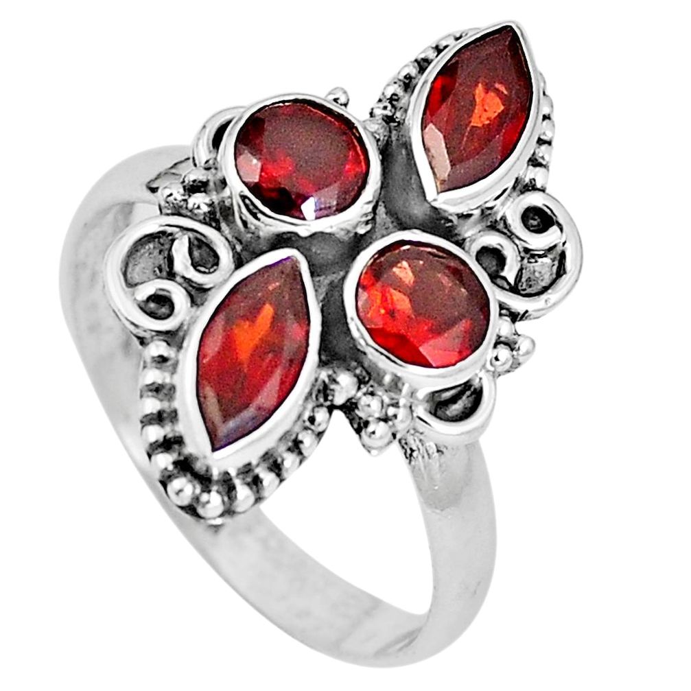 Natural red garnet 925 sterling silver ring jewelry size 9 m69171