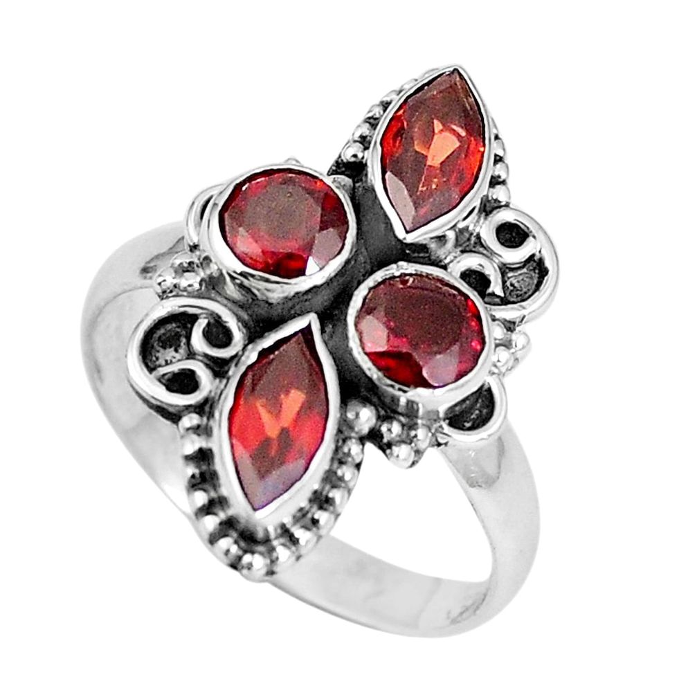 925 sterling silver natural red garnet marquise ring jewelry size 7.5 m69180