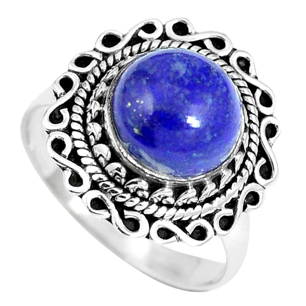 Natural blue lapis lazuli 925 sterling silver ring jewelry size 8 m69501