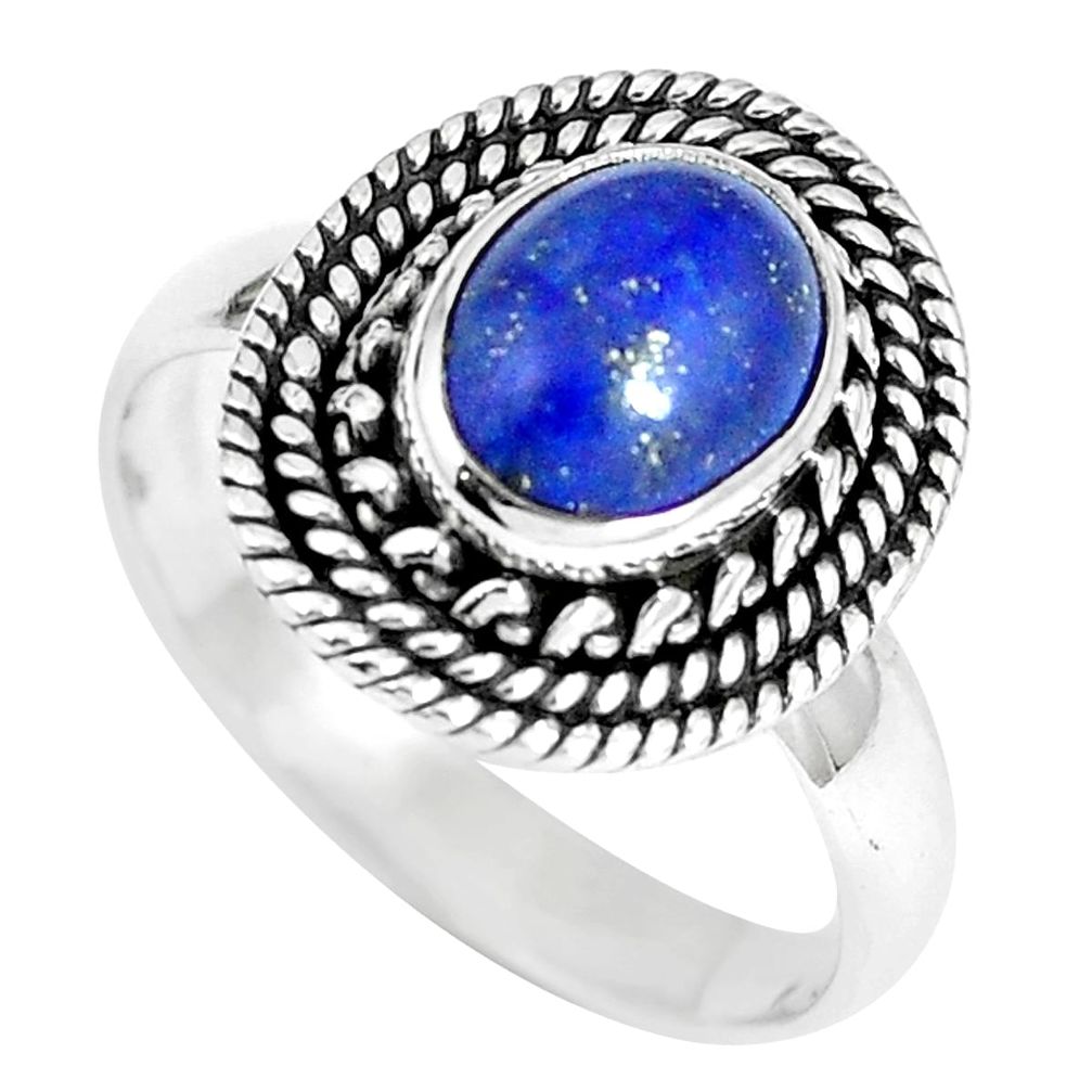 925 sterling silver natural blue lapis lazuli oval ring jewelry size 7 m69504