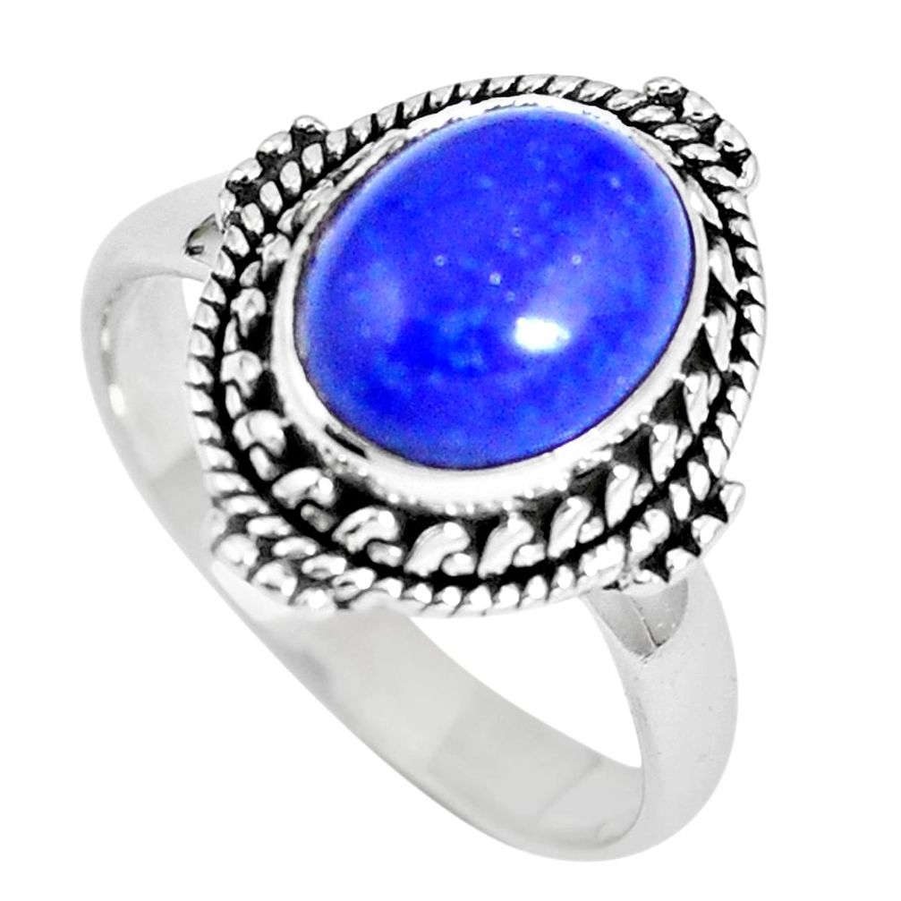 Natural blue lapis lazuli 925 sterling silver ring jewelry size 7 m69510