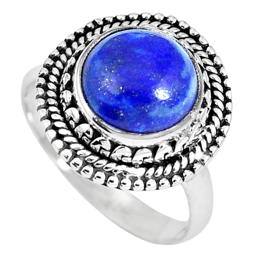 Natural blue lapis lazuli 925 sterling silver ring jewelry size 6.5 m69512