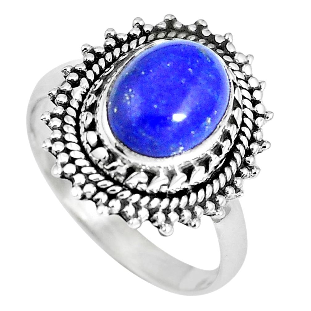 925 sterling silver natural blue lapis lazuli ring jewelry size 7.5 m69517