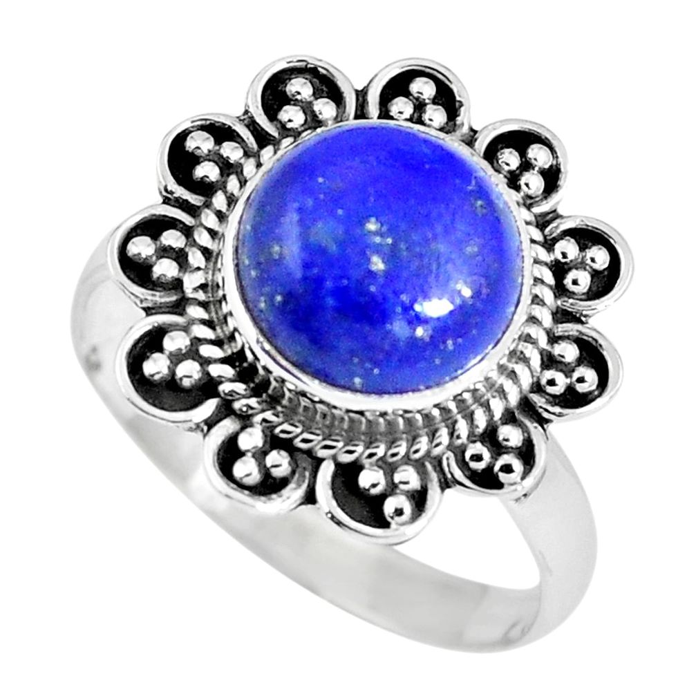 Natural blue lapis lazuli 925 sterling silver ring jewelry size 8 m69518